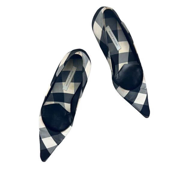 Diego Dolcini Low Heel Pointed Toe Stiletto Size US 5.5 EU 36 Gingham Italy Made - Picture 11 of 12